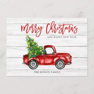 Retro Classic Rustic Red Truck Christmas Greeting Feiertagskarte