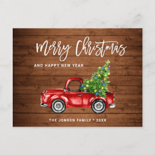 Retro Classic Rustikaler Weihnachts-Roter Lkw-Urla Postkarte