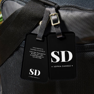 Retro Classic Schwarz-weißes Rezept für Monogramm Gepäckanhänger