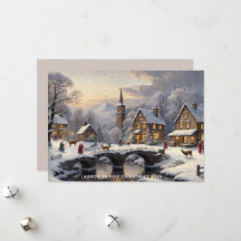 Retro Classic Snowy Winter Wonderland Personalisie Feiertagskarte