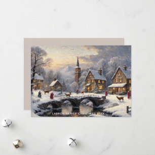 Retro Classic Snowy Winter Wonderland Personalisie Feiertagskarte