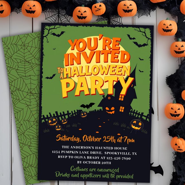 Retro Classic Spuk Graveyard Halloween-Party Einladung (Retro Classic Haunted Graveyard Halloween Party Invitation)