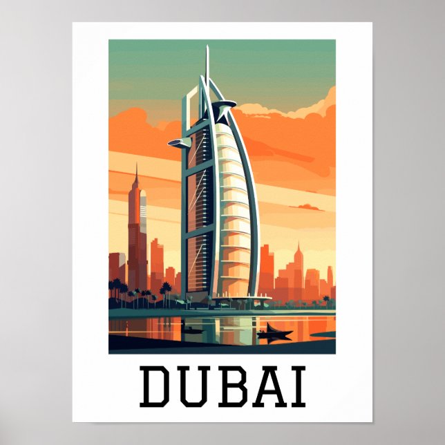 Retro Classic Travel Dubai VAE Poster (Vorne)