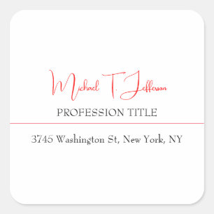 Retro Classical Elegante Schlicht Simple Red White Quadratischer Aufkleber