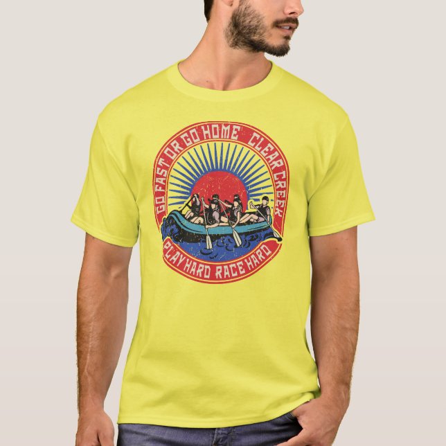 Retro Clear Creek Rafting. T-Shirt (Vorderseite)