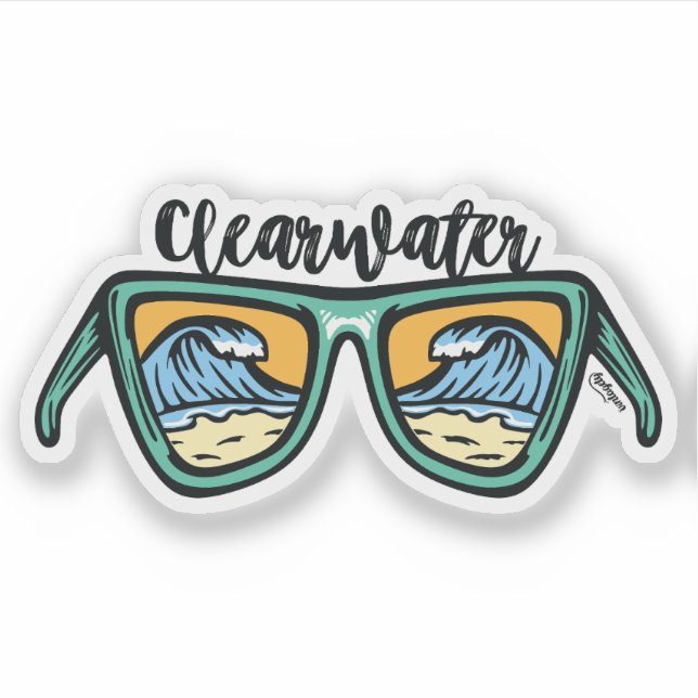 Retro Clearwater Beach Artwork auf beiden Seiten Aufkleber (Vorderseite)