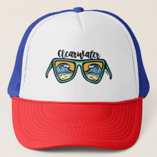 Retro Clearwater Beach Artwork auf beiden Seiten Truckerkappe