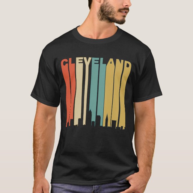 Retro Cleveland-Skyline T-Shirt (Vorderseite)