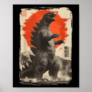 Retro Clic Seltene japanische Kunst Riesen Kaiju Poster