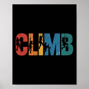 Retro Climb Felsenklettern Coole Free Climbers  Poster