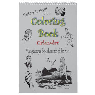 Retro-Clip-Art Erwachsenen-Malbuch Kalender