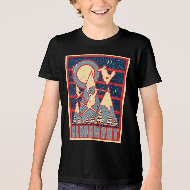 Retro Cloudmont Ski 80er Tri-Blend Shirt (Vorderseite)