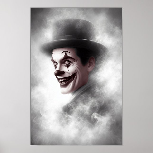 Retro Clown Portrait With Hat Poster (Vorne)