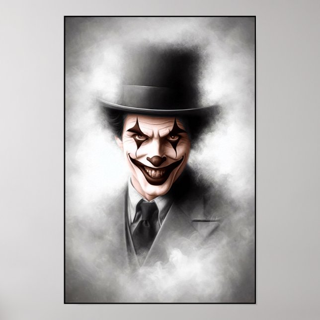 Retro-Clown-Porträt mit Hut Poster (Vorne)