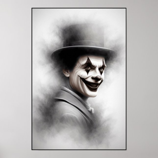 Retro-Clown-Porträt mit Hut Poster (Vorne)