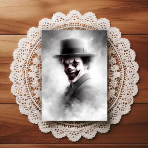 Retro-Clown-Porträt mit Hut Postkarte