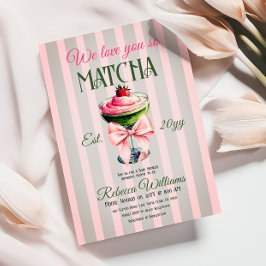 Retro Club Pink Bow Liebe Matcha Baby Dusche Einladung