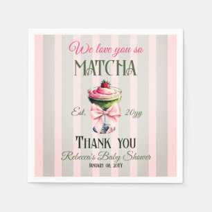 Retro Club Pink Bow Liebe Matcha Baby Dusche Serviette