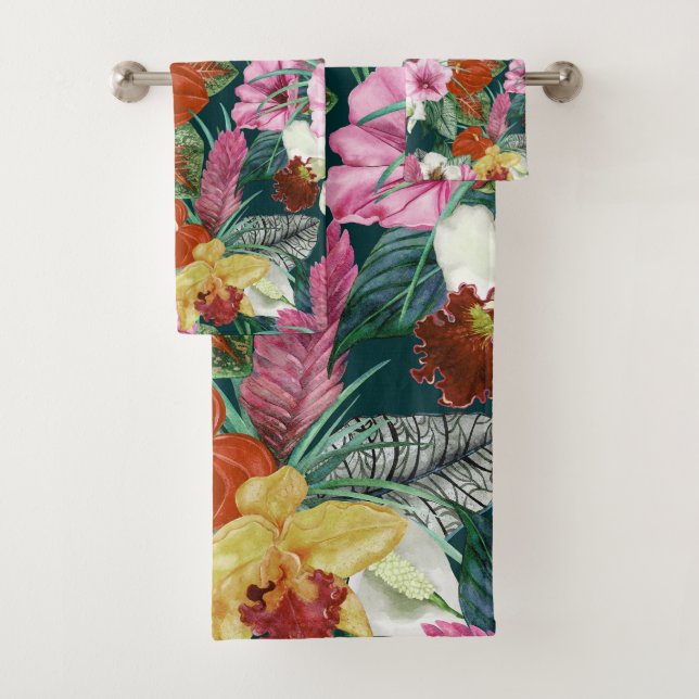Retro Coastal Paradies Blüten Badhandtuch Set (Insitu)