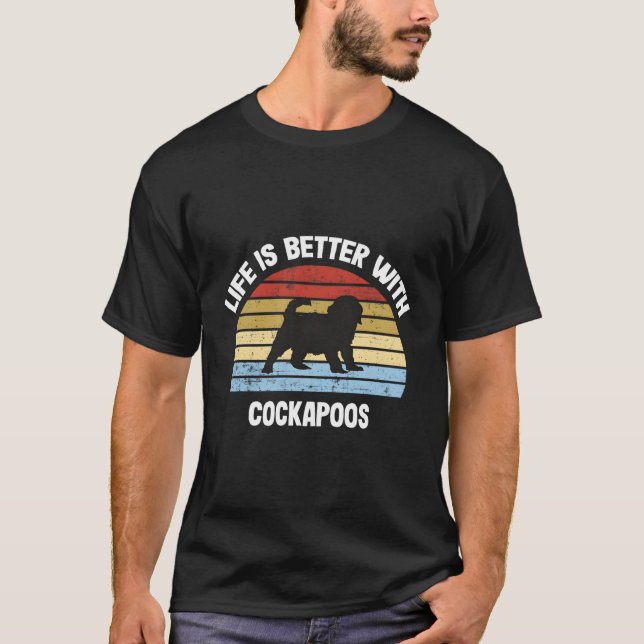 Retro Cockapoo Dog Geschenk für Weihnachten T-Shirt (Vorderseite)