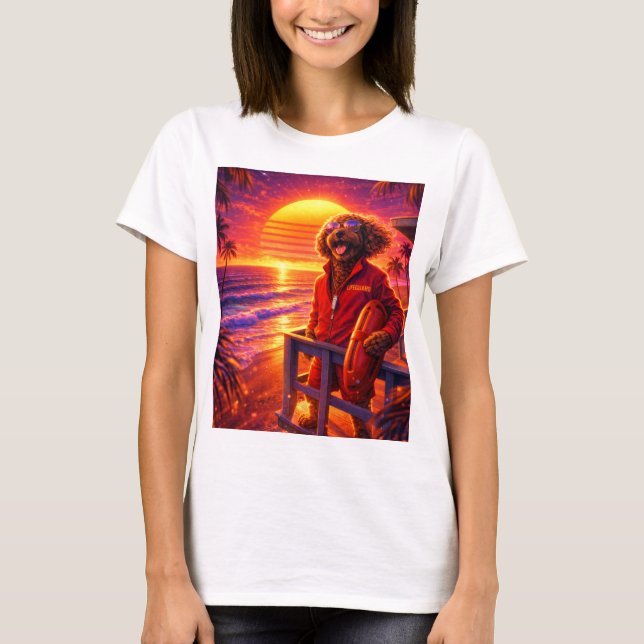 Retro Cockapoo Rettungsschwimmer T-Shirt (Vorderseite)