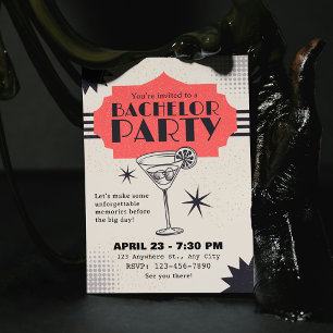 Retro Cocktail Bachelor Party Vintage Typ Nacht Einladung