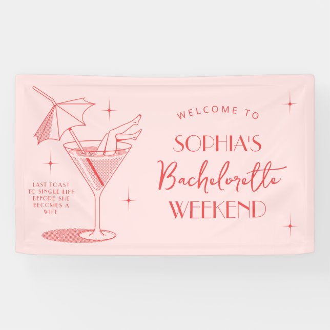 Retro Cocktail Bachelorette Wochenendbanner Banner (Horizontal)