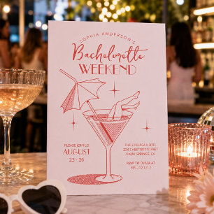 Retro Cocktail Bachelorette Wochenende Ausflug Einladung
