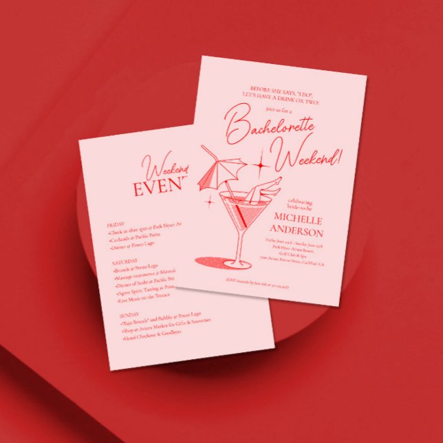 Retro Cocktail Bachelorette Wochenende Ausflug Einladung (Von Creator hochgeladen)