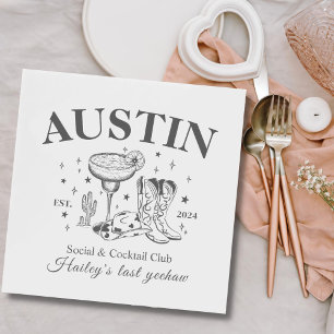 Retro Cocktail Cowboy Junggeselinnen-Abschied Serviette