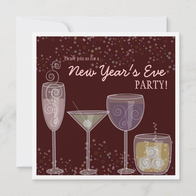 Retro Cocktail Feier Neujahr Silvester Party Einladung (Vorderseite)