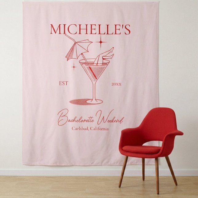 Retro Cocktail Junggeselinnen-Abschied Wandteppich (Von Creator hochgeladen)