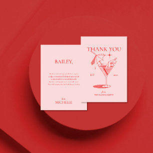 Retro-Cocktail-Junggesellinnenabschied Dankeskarte