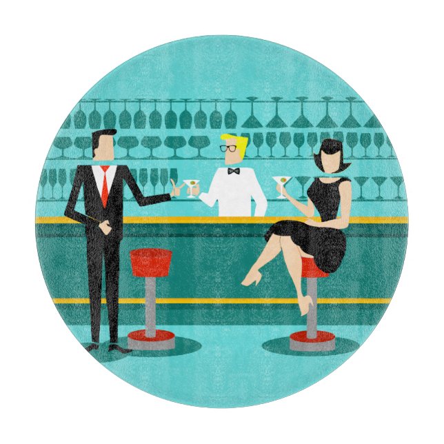 Retro Cocktail Lounge Cutting Board Schneidebrett (Vorderseite)
