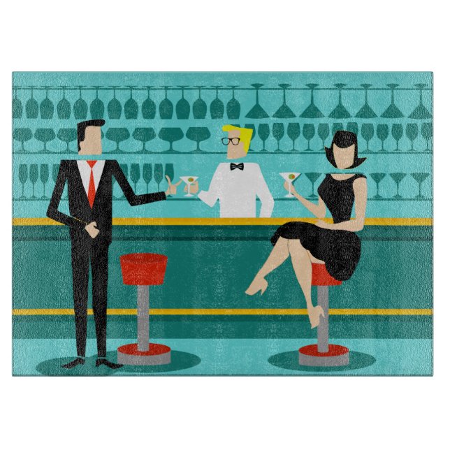 Retro Cocktail Lounge Cutting Board Schneidebrett (Vorderseite)