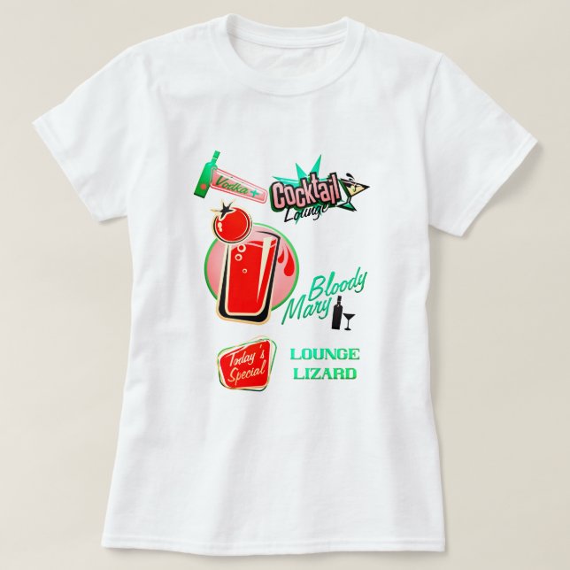 Retro Cocktail Lounge Eidechse blutigen Mami Bar T-Shirt (Design vorne)