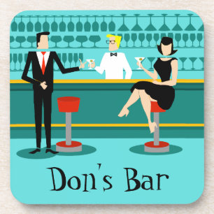 Retro-Cocktail-Lounge-Hartplastik-Unterleger Untersetzer
