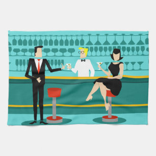 Retro-Cocktail-Lounge-Küchenhandtuch Geschirrtuch