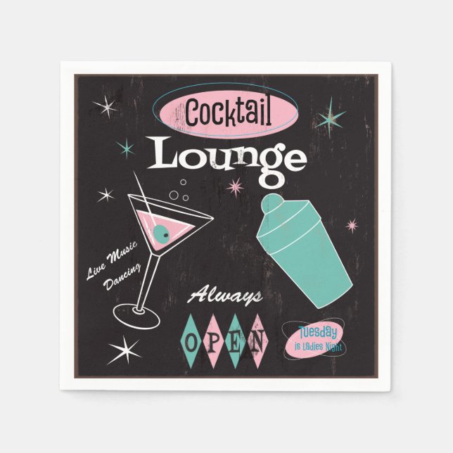Retro Cocktail Lounge Napkins Serviette (Vorderseite)