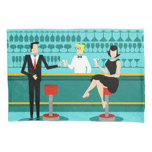 Retro Cocktail Lounge Pillowcase Kissenbezug