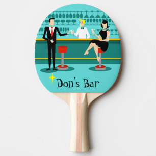 Retro Cocktail Lounge Ping Pong Paddle Tischtennis Schläger