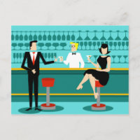 Retro Cocktail Lounge Postkarte