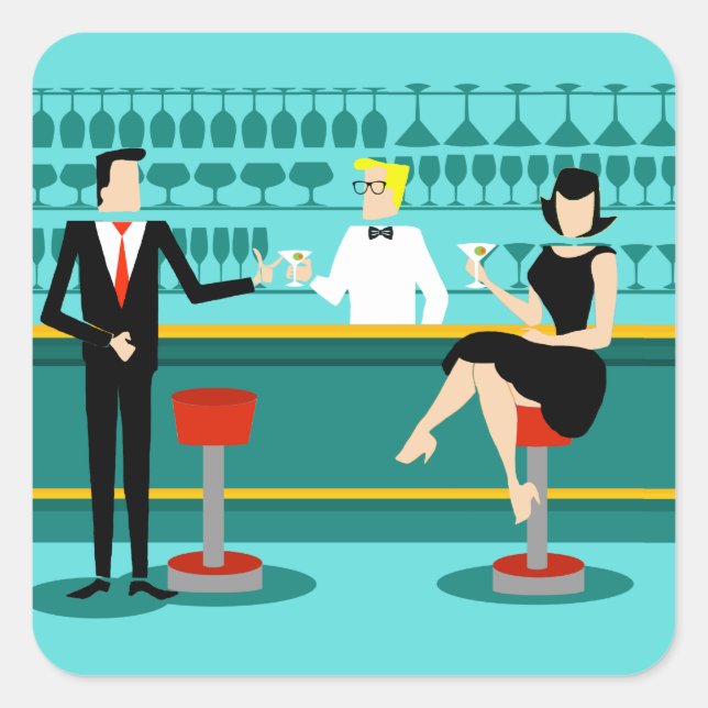 Retro Cocktail Lounge Sticker (Vorderseite)