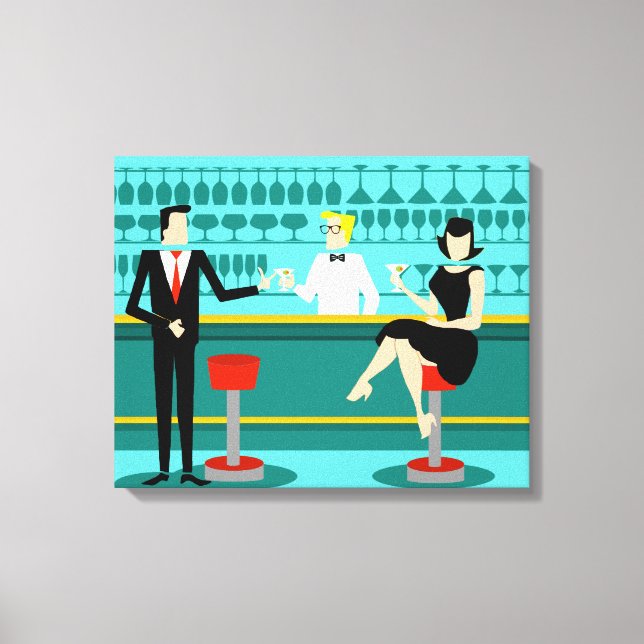 Retro Cocktail Lounge Stretched Canvas Print Leinwanddruck (Vorderseite)