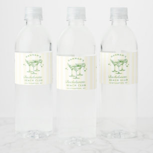 Retro-Cocktail Moderne Junggesellinnenparty Grün Wasserflaschenetikett