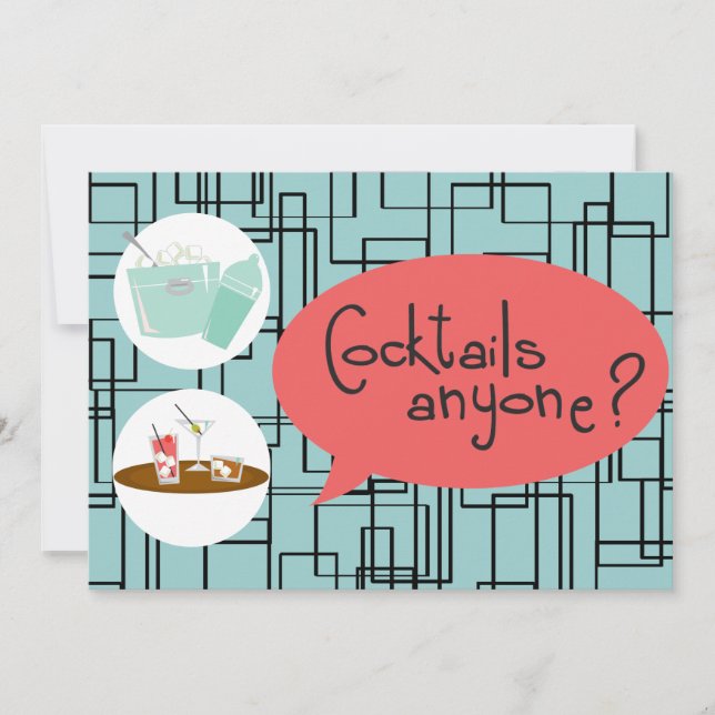 Retro-Cocktail-Party Einladungen (Vorderseite)