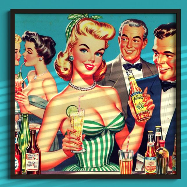 Retro Cocktail Party Illustration Poster (Von Creator hochgeladen)