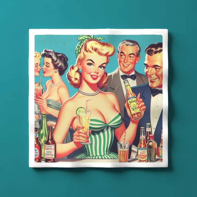 Retro Cocktail Party Illustration Serviette (Von Creator hochgeladen)