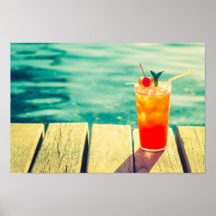Retro-Cocktail-Sonnenuntergang Bar Poster