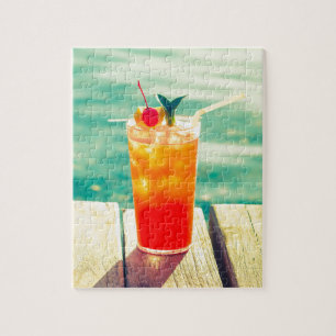 Retro-Cocktail-Sonnenuntergang Bar Puzzle